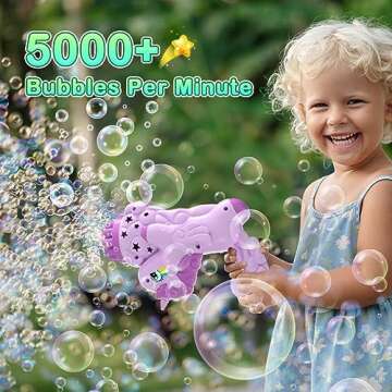 VATOS Bubble Machine 4 Packs Bubble Gun for Kids, Automatic Bubble Maker with Light & Bubble Solution, Colorful Bubble Toy for Boys Girls Adults Summer Outdoor Indoor Birthday Wedding Party Gifts