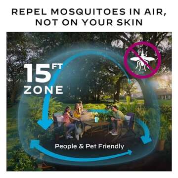 Thermacell Patio Shield Mosquito Repeller, Blue; Highly Effective Mosquito Repellent for Patio; No Candles or Flames, DEET-Free, Scent-Free, Bug Spray Alternative; Includes 12-Hour Refill