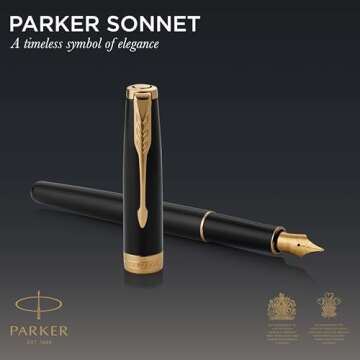 PARKER Sonnet Fountain Pen - Black and Gold Luxury