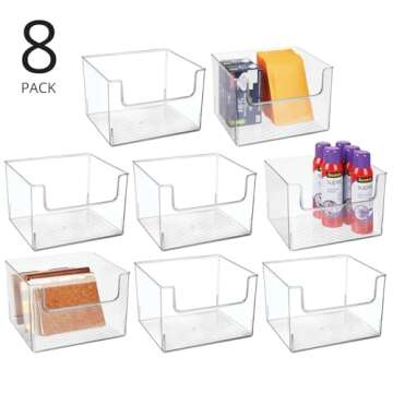 mDesign Plastic Open Front Dip Storage Organizer Bin for Home Office Organization - Desk Organizer or Cube Storage Organizer - Holds Classroom, Art, Office Supplies- Ligne Collection - 8 Pack - Clear