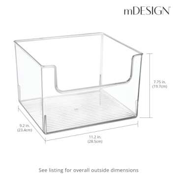 mDesign Plastic Open Front Dip Storage Organizer Bin for Home Office Organization - Desk Organizer or Cube Storage Organizer - Holds Classroom, Art, Office Supplies- Ligne Collection - 8 Pack - Clear