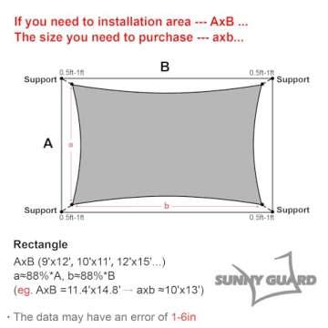 SUNNY GUARD Sun Shade Sail 12'x16' Rectangle Charcoal UV Block Sunshade for Backyard Yard Deck Patio Garden Outdoor Activities and Facility(We Make Custom Size)