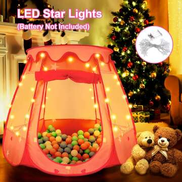 Princess Play Tent with Star Lights for Kids