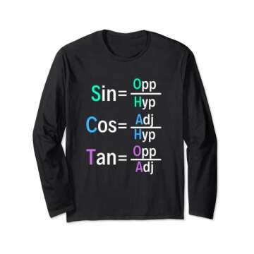 Math Teacher Trigonometry SOH CAH TOA Geometry Long Sleeve T-Shirt