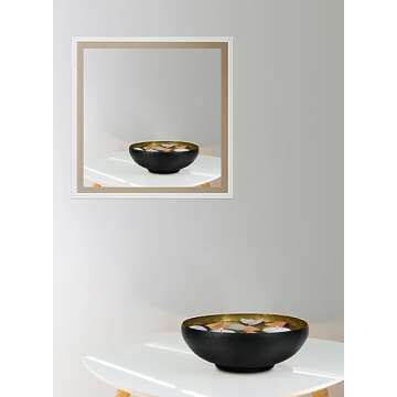 Serene Spaces Living Dual-Tone Black & Gold Aluminum Bowl with Brass Look, Elegant Décor for Fruit Display, Centerpiece, Modern Accent for Home & Events