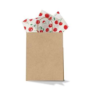 Cherries Printed Tissue Paper - Tissue Paper for Gift Bags - Gift Bag Wrapping Paper - Gift Wrapping Paper - Spring Tissue Paper | 24 Sheets 20" x 30"