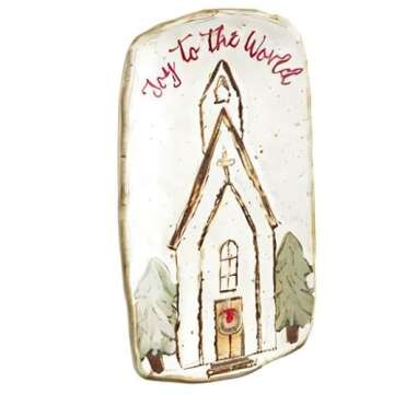 Mud Pie Christmas Religious Everything Plate, Church, 4.25"X7.5"