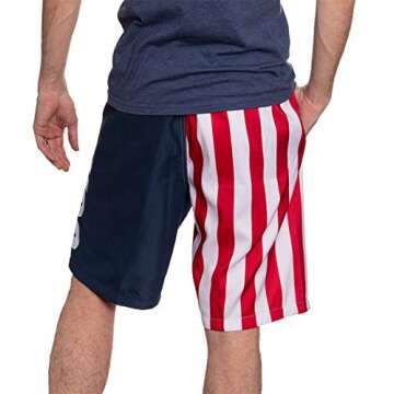 Calhoun Men's Americana USA Flag Fourth of July Swim Board Shorts (USA, Large)