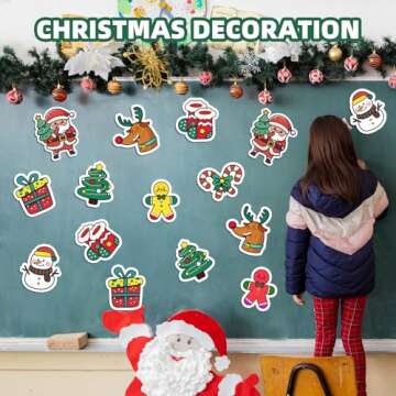 Cheelyvin.H 48 Pcs Christmas Crafts for Kids Color Your Own Christmas Caft Magnets, DIY Items for Operation Christmas Child for Classroom Decoration Art Activities Party Favors (Chrismas)