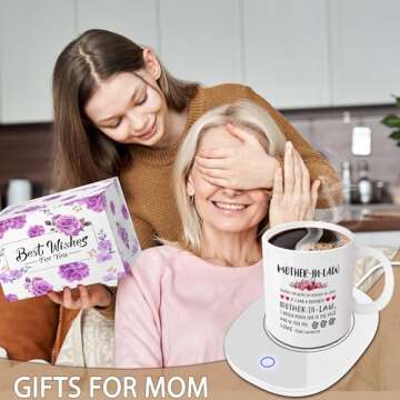 Mother in Law Gifts, Christmas Mother in Law Gifts from Daughter in Law, Gifts for Mother in Law, Smart Warmer Thermostat Coaster with Mug