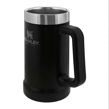 Stanley Adventure Big Grip Beer Stein 24 oz | Mug Keeps Beer Cold for Hours | Holds 2 Cans of Beer | Insulated Stainless Steel | Heavy-Duty Handle | Matte Black