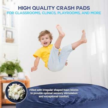 Homewell 3 x 4 Ft Crash Pad – Soft Velvet Cover Sensory Crash Pad for Kids with Durable Shock-Absorbing Foam, Machine Washable Cover, Ultimate Comfort and Safety for Kids, Adults and Pets (Blue)