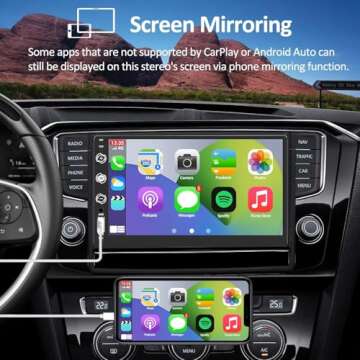 7" Carplay Screen for Car, Voice-Control Double Din Car Stereo, Bluetooth 5.3 Touchscreen Car Audio Receiver for Android Auto, for Apple Carplay, Car Player with Backup Cam/Mirror Link, USB/AM/FM