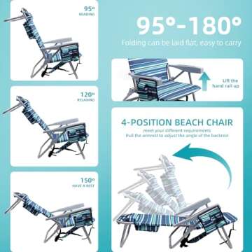 Yestomo Heavy Duty Beach Chairs - Portable and Durable