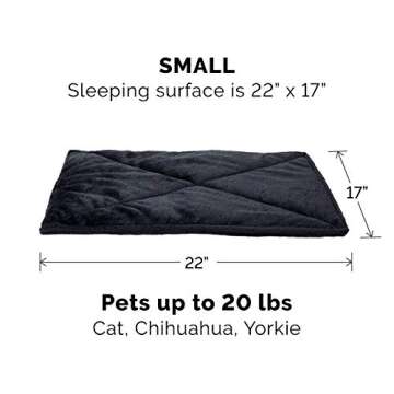 Furhaven ThermaNAP Self-Warming Cat Bed for Indoor Cats & Small Dogs, Washable & Reflects Body Heat - Quilted Faux Fur Reflective Bed Mat - Black, Small