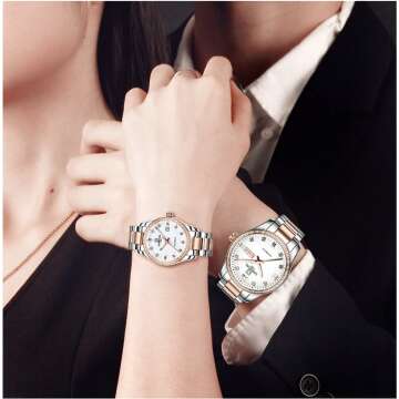 Couple Watches Automatic Mechanical Diamond Dial Set