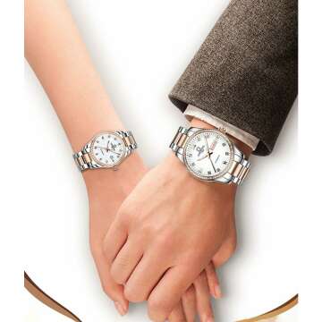 Couple Watches Automatic Mechanical Diamond Dial Set