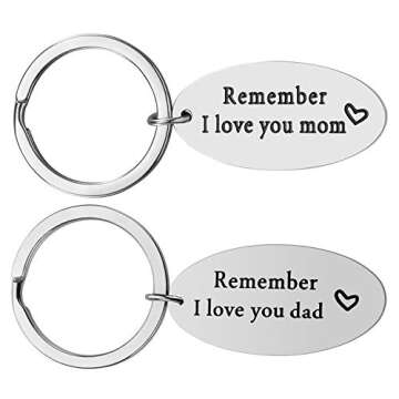 iWenSheng 2PCS Anniversary Keychain Set - Love You Mom & Dad Gifts