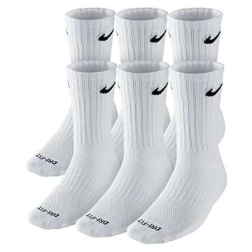 Nike Dry Cushion Crew Training Socks - 6 Pairs (White/Black) for Superior Comfort