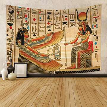 Leowefowa Historical Egyptian King Mural Tapestry Wall Hanging Egypt Mural Wall Art Tapestry for Living Room Bedroom Decor Egyptian Theme Baby Shower Decoration 33.9x27.6inch