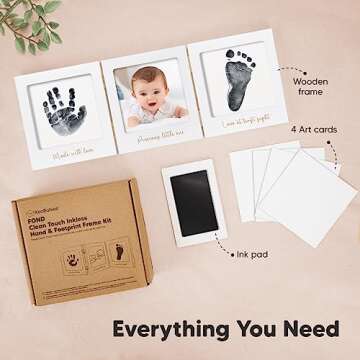 Baby Handprint and Footprint Kit for Newborns Girls & Boys - Inkless Baby Hand and Footprint Kit Maker, Baby Keepsake Picture Frame, Baby Shower New Mom Gifts, Dog Paw Print Kit (White/Gold)