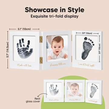 Baby Handprint and Footprint Kit for Newborns Girls & Boys - Inkless Baby Hand and Footprint Kit Maker, Baby Keepsake Picture Frame, Baby Shower New Mom Gifts, Dog Paw Print Kit (White/Gold)