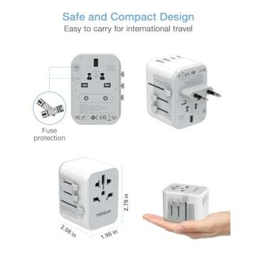 TESSAN Universal Travel Adapter, International Power Adapter 5.6A 3 USB C 2 USB A Ports, Plug Adaptor Travel Worldwide, Travel Charger Outlet Converter for Europe UK EU AUS (Type C/G/A/I)