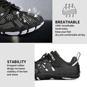 Grand Attack Barefoot Shoes Men Minimalist Lightweight Cross-Trainer Zero Drop Wide Toe Box Wrestling Weightlifting Walking Shoes Trail Running Sneakers Black Size 9.5