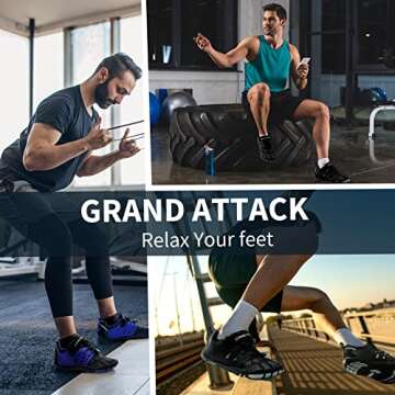 Grand Attack Barefoot Shoes Men Minimalist Lightweight Cross-Trainer Zero Drop Wide Toe Box Wrestling Weightlifting Walking Shoes Trail Running Sneakers Black Size 9.5