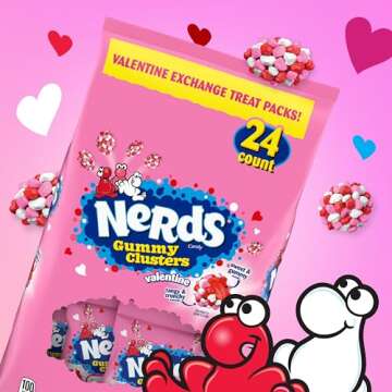 NERDS Valentine Gummy Clusters Classroom Exchange, Valentine's Day Candy, Individually Wrapped, 12oz, 24 count