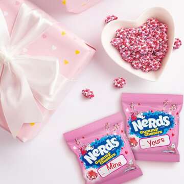 NERDS Valentine Gummy Clusters Classroom Exchange, Valentine's Day Candy, Individually Wrapped, 12oz, 24 count