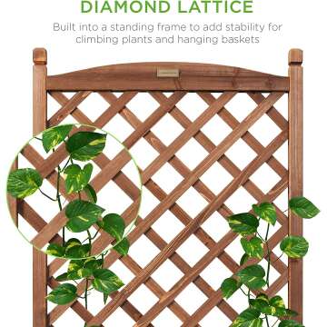 Wooden Planter Box with Trellis for Climbing Plants