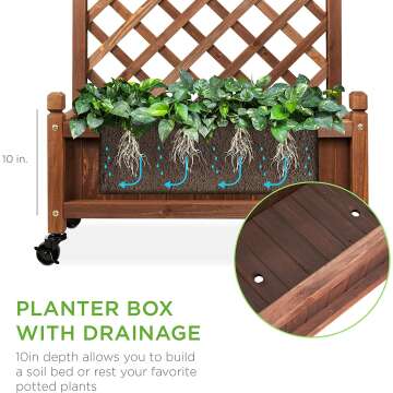 Wooden Planter Box with Trellis for Climbing Plants