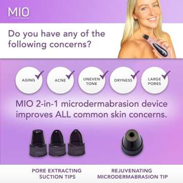 Spa Sciences - MIO - Diamond Tip Microdermabrasion Blackhead Remover, Pore Cleansing, & Resurfacing System - Reduces Acne Scars, Wrinkles, and Exfoliates for Clearer Skin