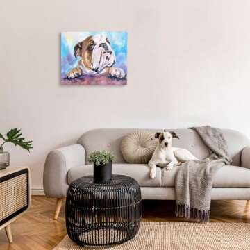 Stupell Industries English Bulldog Dog Pet Animal Watercolor Painting Canvas Wall Art, 24x30, Design by Artist George Dyachenko