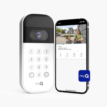 myQ Smart Garage Door Video Keypad with Wide-Angle Camera,Customizable PIN Codes,and Smartphone Control–Take Charge of Your Garage Access Works with Chamberlain, LiftMaster and Craftsman openers,White