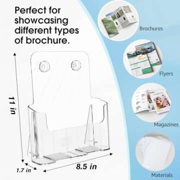 MaxGear Acrylic Brochure Holder 8.5x11 inch, Clear Plastic Literature Holder for Flyers, Pamphlets, Rack Cards and Booklets, Desk or Wall Mount, Acrylic Display Stand for Magazines, Office Use, 2 Pack