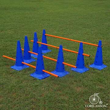 Lord Anson Dog Agility Hurdle Cone Set - 8 Cones & 4 Rods - Adjustable, Versatile, Heavy Duty - Agility, Obedience, Rehabilitation