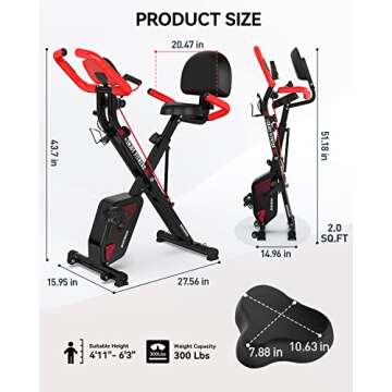 Pooboo Folding Exercise Bike for Home Workouts