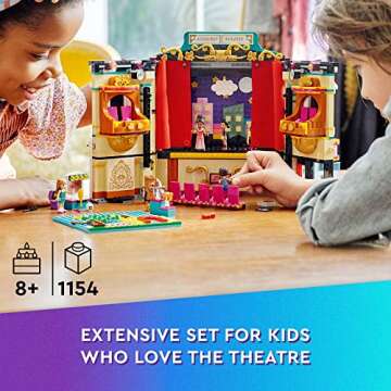 LEGO Friends Andrea's Theater School Building Toy, Creative Pretend Play Theater Toy, Gift for Girls & Boys Ages 8 and Up, Theater Set with Curtains, Lighting, Props and 4 Friends Toy Figures, 41714