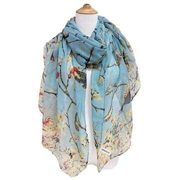 GERINLY Lightweight Bird Florals Scarves for Women - Summer Shawls and Accessories