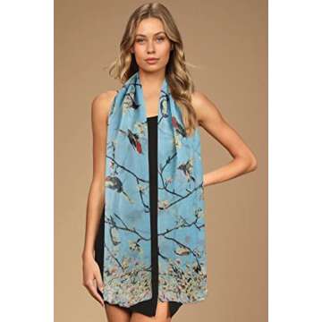 Lightweight Bird Florals Scarves for Women by GERINLY