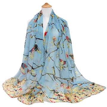 Lightweight Bird Florals Scarves for Women by GERINLY