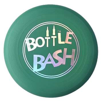 Bottle Bash Outdoor Flying Disc Game Set – Disc Toss Game for Family, Adult & Kids, Backyard and Beach Game - Frisbee Target Lawn Game with Poles & Bottles (Beersbee & Polish Horseshoes)