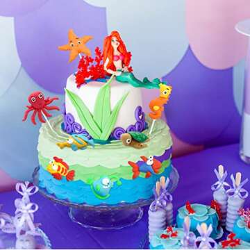 10 Pieces Under the Sea Cake Toppers Ocean Cake Decorations Sea Fish Crab Starfish Turtle Seahorse Cakes Toppers Cake Party Favors for Baby Shower Ocean Birthday Party Decorations Supplies (Sea)