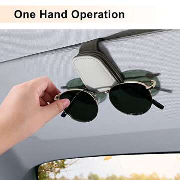 Airsanto Glasses Holders for Car, Magnetic Leather Car Eyeglasses Mount for Car Sun Visor, Ticket Card Clip Eyeglass Hanger Clip, Car Visor Accessories (Beige)