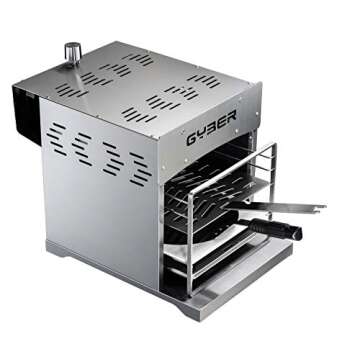 GYBER Dutton 2-in-1 Portable Outdoor Propane Gas Grill Infrared Grill with Stainless Steel Enhanced Heating Element and Versatile Cooking Options for Steak, Pizza, Meat, Seafood, Veggies