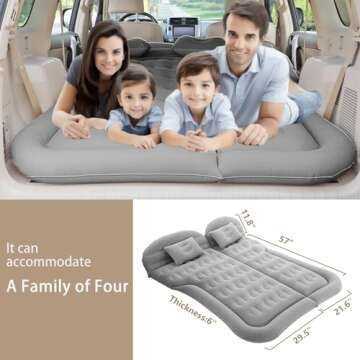 MOMERYAYA Car Air Bed Mattress , Back Seat,Portable Foldable, SUV Sleeping Pad, for Home & Travel & Picnic & Camping,Grey