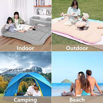 MOMERYAYA Car Air Bed Mattress , Back Seat,Portable Foldable, SUV Sleeping Pad, for Home & Travel & Picnic & Camping,Grey