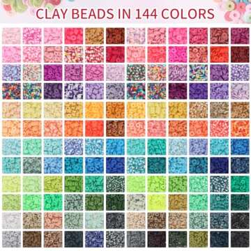 QUEFE 15000 Clay Beads Bracelet Making Kit, 144 Colors 6 Boxes Friendship Bracelet Charm Concert Bracelets Merch Flat Beads, Polymer Heishi Beads for Jewelry Making, for Crafts Christmas Gifts